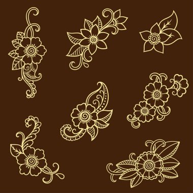 Kına dövme çiçek şablon. Mehndi tarzı. Oryantal tarzı süs desenleri.