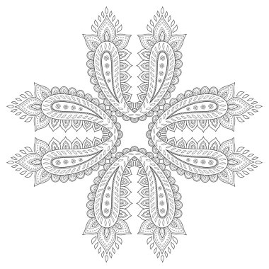 Kına dövme mandala. Mehndi tarzı. Dekoratif desen oryantal tarzı. Boyama kitabı sayfası.