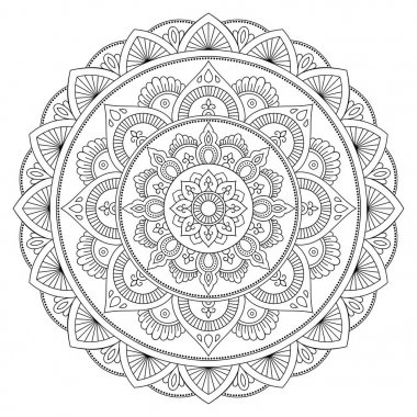 Kına dövme mandala. Mehndi tarzı. Dekoratif desen oryantal tarzı. Boyama kitabı sayfası.