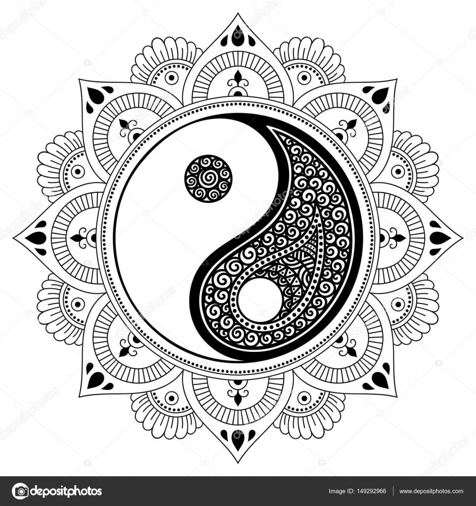 Download Vector henna tatoo mandala. Yin-yang decorative symbol ...
