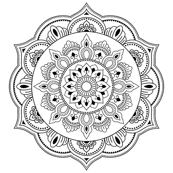 Henna tatoo mandala. Style Mehndi. Motif décoratif de style oriental. Coloriage livre page . — Image vectorielle