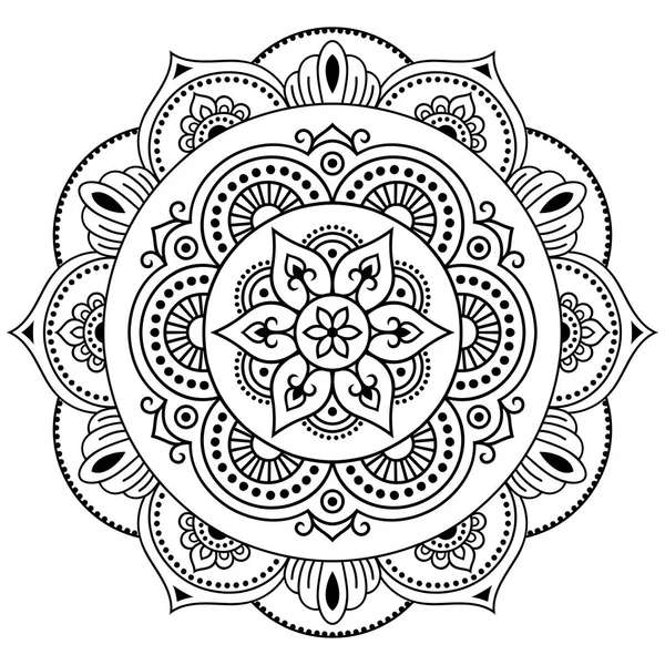 Henna tatoo mandala. Style Mehndi. Motif décoratif de style oriental. Coloriage livre page . — Image vectorielle
