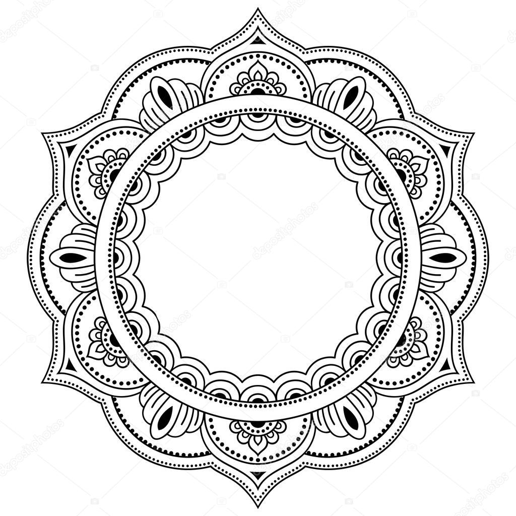 Henna tatoo mandala. Mehndi style. Decorative pattern in oriental style. Coloring book page.