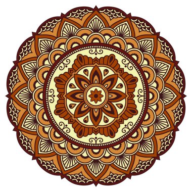 Renkli dekorasyon mandala formunda. Mehndi tarzı. Dekoratif desen oryantal tarzı. Doğu etnik desen.