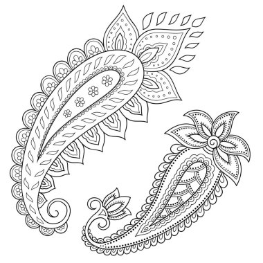 Kına dövme çiçek şablon. Mehndi tarzı. Oryantal tarzı süs desenleri.