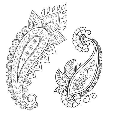 Kına dövme çiçek şablon. Mehndi tarzı. Oryantal tarzı süs desenleri.