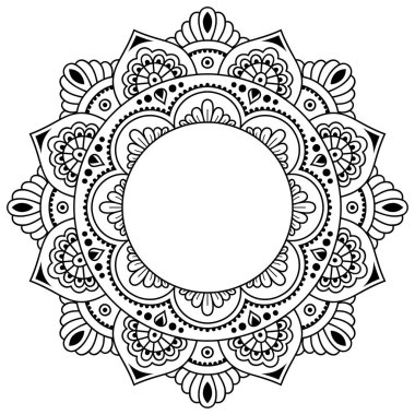 Kına dövme mandala. Mehndi tarzı. Dekoratif desen oryantal tarzı. Boyama kitabı sayfası.