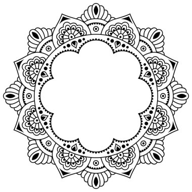 Kına dövme mandala. Mehndi tarzı. Dekoratif desen oryantal tarzı. Boyama kitabı sayfası.