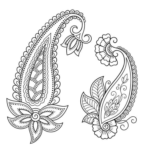 Шаблон цветка татуировки Хенны. Стиль Мехнди. Набор декоративных узоров в восточном стиле . — стоковый вектор