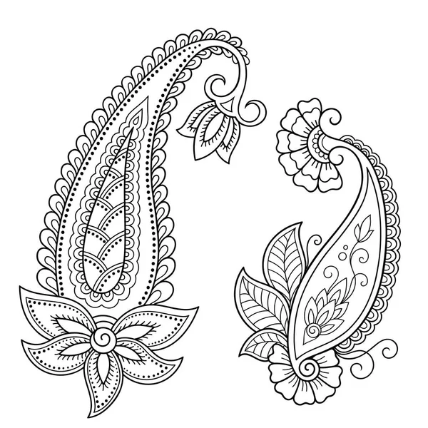 Modèle de fleur de tatouage au henné. Style Mehndi. Ensemble de motifs ornementaux dans le style oriental . — Image vectorielle