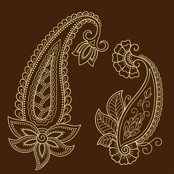Modelo de flor de tatuagem Henna. Estilo Mehndi. Conjunto de padrões ornamentais no estilo oriental . —  Vetores de Stock