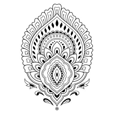 Hint tarzı kına dövme çiçek şablonu. Etnik çiçek paisley - Lotus. Mehndi tarzı. Oryantal tarzda dekoratif desen.