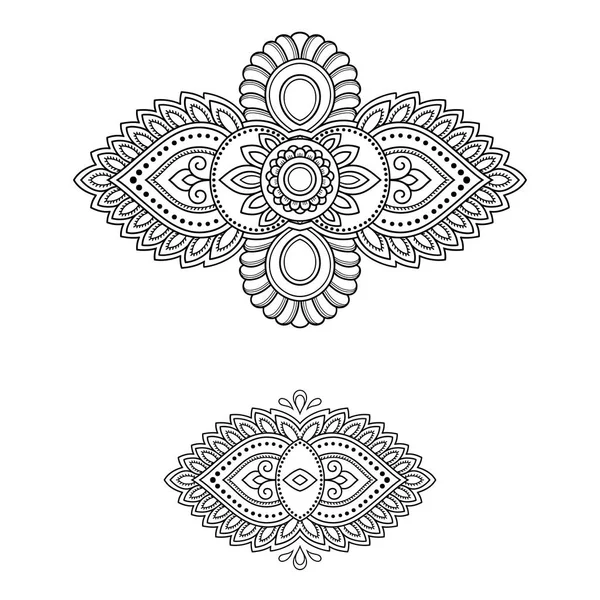 Henna Tattoo Blume Vorlage. mehndi-Stil. Reihe ornamentaler Muster im orientalischen Stil. — Stockvektor