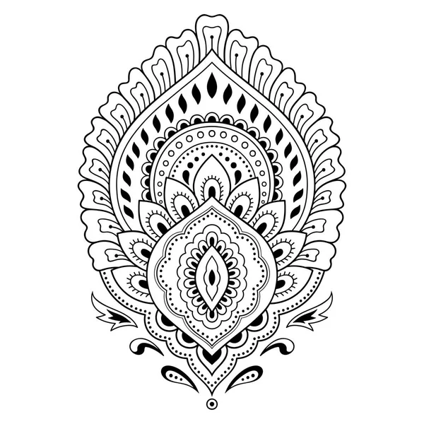 Plantilla de flores de tatuaje de henna en estilo indio. Paisaje floral étnico - Loto. Estilo Mehndi. Patrón ornamental en el estilo oriental . — Vector de stock