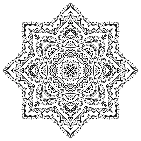 Circulaire patroon in de vorm van een mandala. Henna Tattoo mandala. Mehndi stijl. Decoratief patroon in oosterse stijl. Boek kleurplaat. — Stockvector