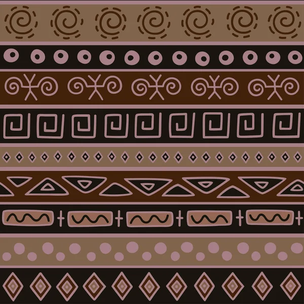 Sömlös färgmönster i etnisk stil. Dekorativa element afrikanska tema. Uppsättning av sömlösa vintage dekorativ tribal gränsen. Traditionella afrikanska mönster bakgrund med tribal element form. — Stock vektor