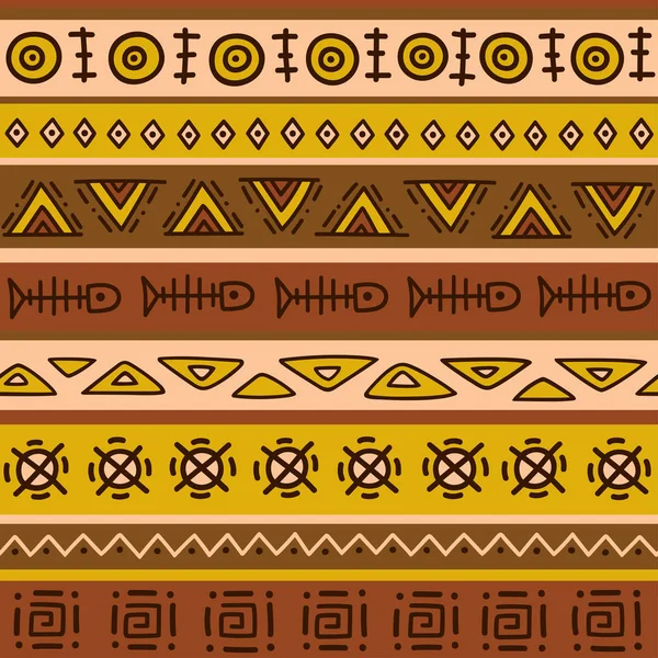 Patrón de color sin costuras en estilo étnico. Elemento ornamental Tema africano. Conjunto de borde tribal decorativo vintage sin costuras. Fondo de patrón africano tradicional con forma de elementos tribales . — Archivo Imágenes Vectoriales