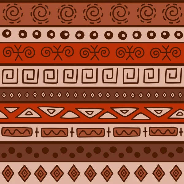 Padrão de cor sem costura em estilo étnico. Elemento ornamental tema africano. Conjunto de borda tribal decorativa vintage sem costura. Padrão tradicional Africano fundo com forma de elementos tribais . — Vetor de Stock