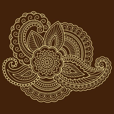 Kına dövme çiçek şablon. Mehndi tarzı. Oryantal tarzı süs desenleri.