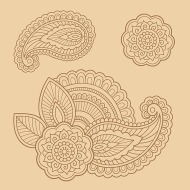 Kına dövme çiçek şablon. Mehndi tarzı. Oryantal tarzı süs desenleri.