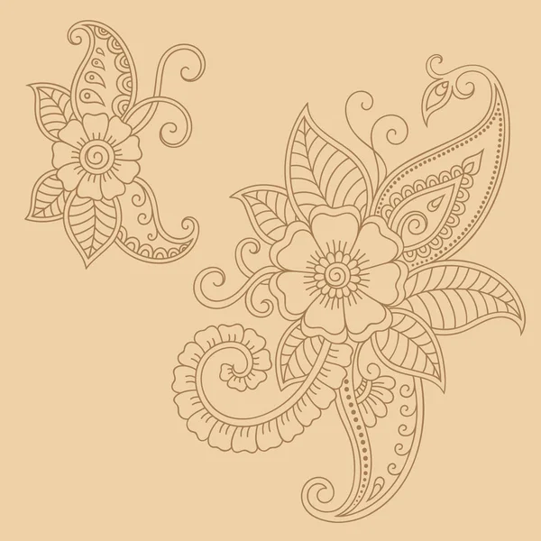 Henna tattoo flower template. Mehndi style. Set of ornamental patterns in the oriental style. — Stock Vector