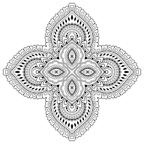 Circular pattern in the form of a mandala. Henna tatoo mandala. Mehndi style. Decorative pattern in oriental style. Coloring book page. — Stock Vector