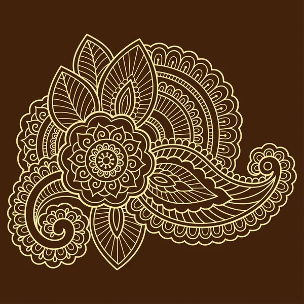 Henna tattoo flower template. Mehndi style. Set of ornamental patterns in the oriental style. — Stock Vector