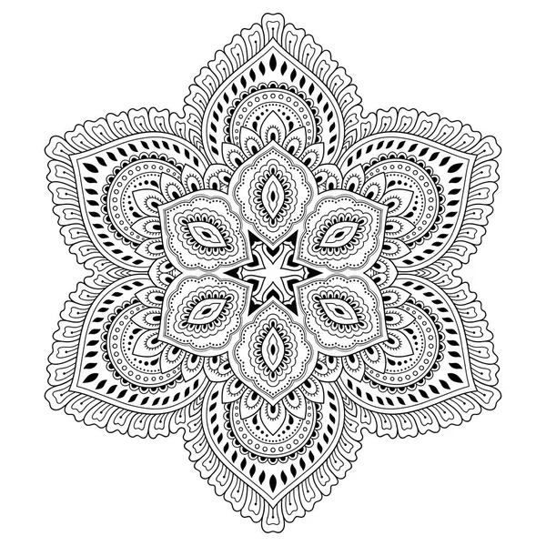 Patrón circular en forma de mandala. Tatoo mandala de henna. Estilo Mehndi. Patrón decorativo en estilo oriental. Libro para colorear página . — Archivo Imágenes Vectoriales