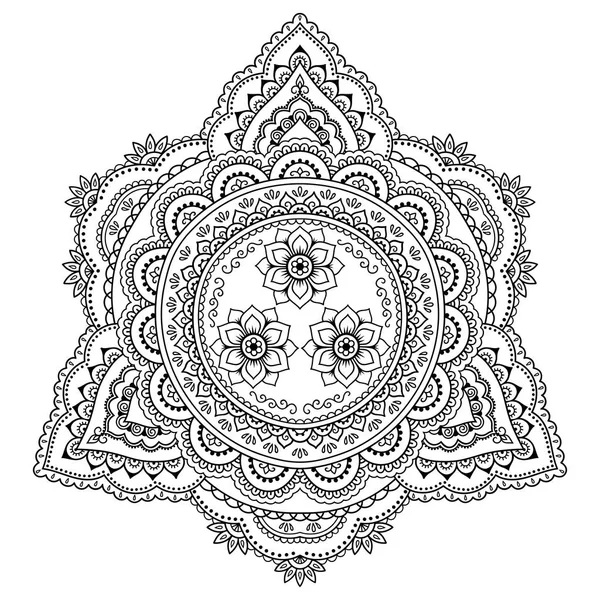 Modello circolare sotto forma di mandala. Hennè tatoo mandala. Stile Mehndi. Modello decorativo in stile orientale. Libro da colorare pagina . — Vettoriale Stock