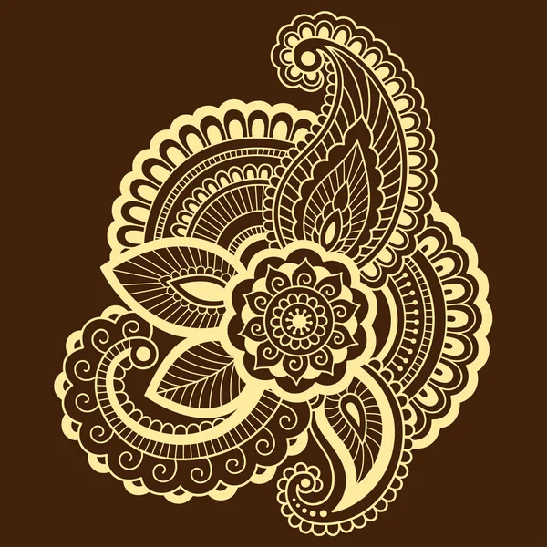 ヘナ ・ タトゥーの花テンプレート。一時的な刺青スタイル。オリエンタル スタイルで装飾的なパターンのセット. — ストックベクタ