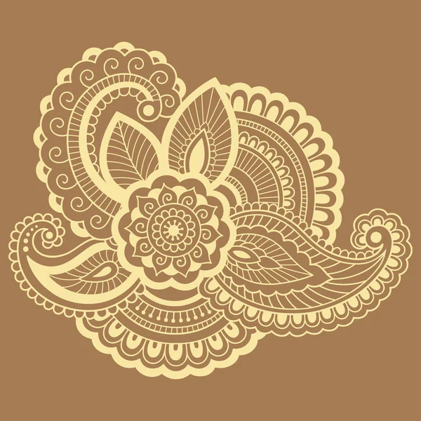 Plantilla de flor de tatuaje de henna. Estilo Mehndi. Conjunto de patrones ornamentales en el estilo oriental . — Vector de stock