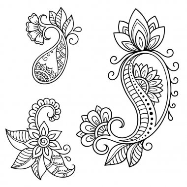 Kına dövme çiçek şablon. Mehndi tarzı. Oryantal tarzı süs desenleri.