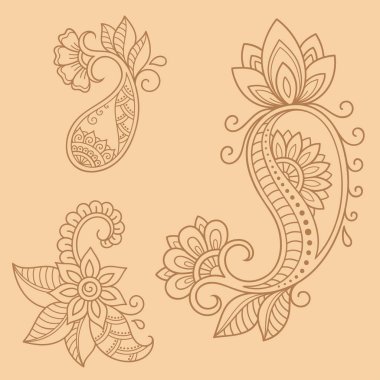 Kına dövme çiçek şablon. Mehndi tarzı. Oryantal tarzı süs desenleri.