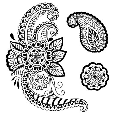 Kına dövme çiçek şablon. Mehndi tarzı. Oryantal tarzı süs desenleri.