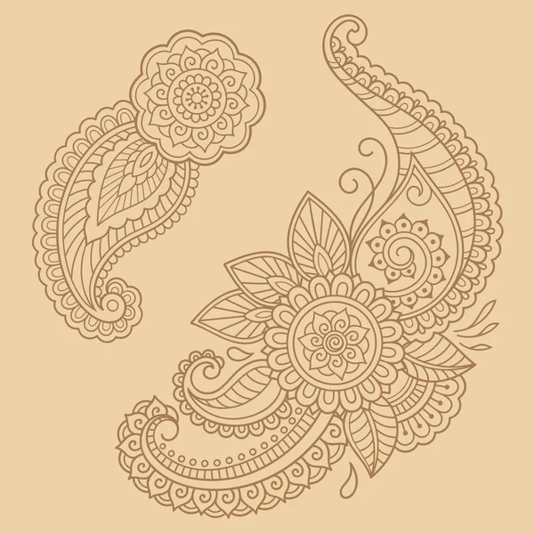 Modelo de flor de tatuagem Henna. Estilo Mehndi. Conjunto de padrões ornamentais no estilo oriental . —  Vetores de Stock