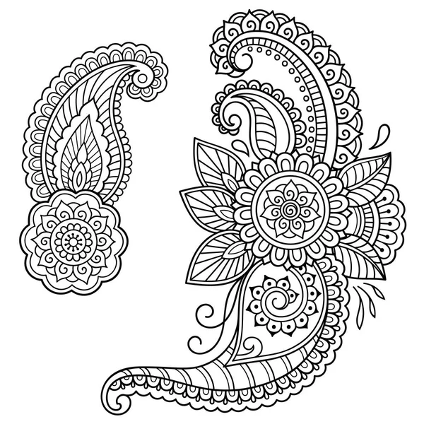 Henna tattoo flower template. Mehndi style. Set of ornamental patterns in the oriental style. — Stock Vector