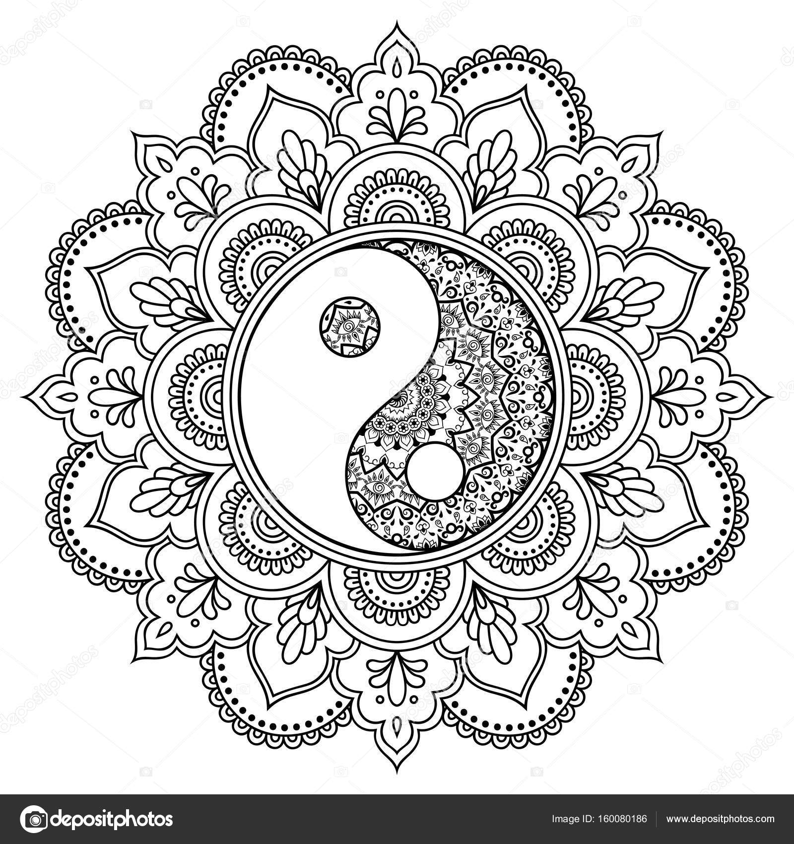 Download Vector henna tatoo mandala. Yin-yang decorative symbol ...