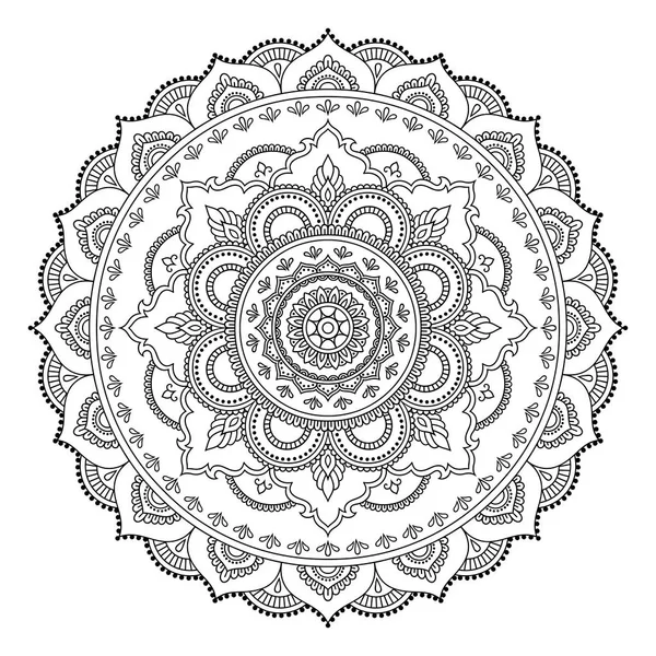 Circular pattern in the form of a mandala. Henna tatoo mandala. Mehndi style. Decorative pattern in oriental style. Coloring book page. — Stock Vector