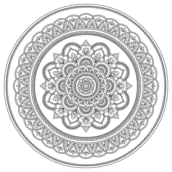 Modello circolare sotto forma di mandala. Hennè tatoo mandala. Stile Mehndi. Modello decorativo in stile orientale. Libro da colorare pagina . — Vettoriale Stock