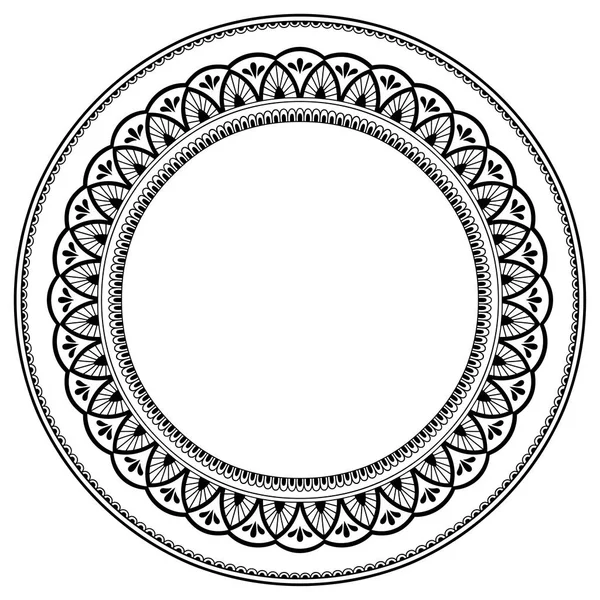 在形式的曼荼罗的圆形图案。指甲花纹身曼荼罗。曼海蒂风格。在东方风格的装饰图案。着色书页. — 图库矢量图片