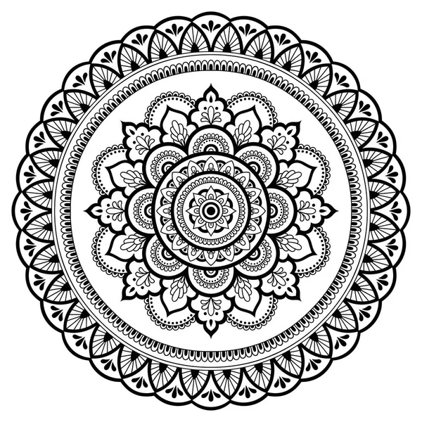 Kruhově v podobě mandala. Hena tatoo mandala. Mehndi styl. Dekorativní vzor v orientálním stylu. Knihy omalovánky. — Stockový vektor