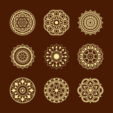 Dairesel kalıbı mandala şeklinde tanımlar. Kına dövme mandala. Mehndi tarzı. Dekoratif desen oryantal tarzı. Boyama kitabı sayfası.