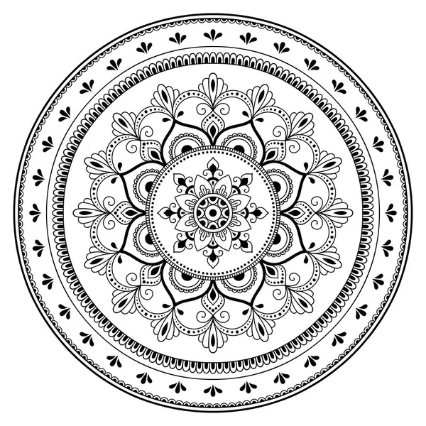 Patrón circular en forma de mandala. Tatoo mandala de henna. Estilo Mehndi. Patrón decorativo en estilo oriental. Libro para colorear página . — Archivo Imágenes Vectoriales