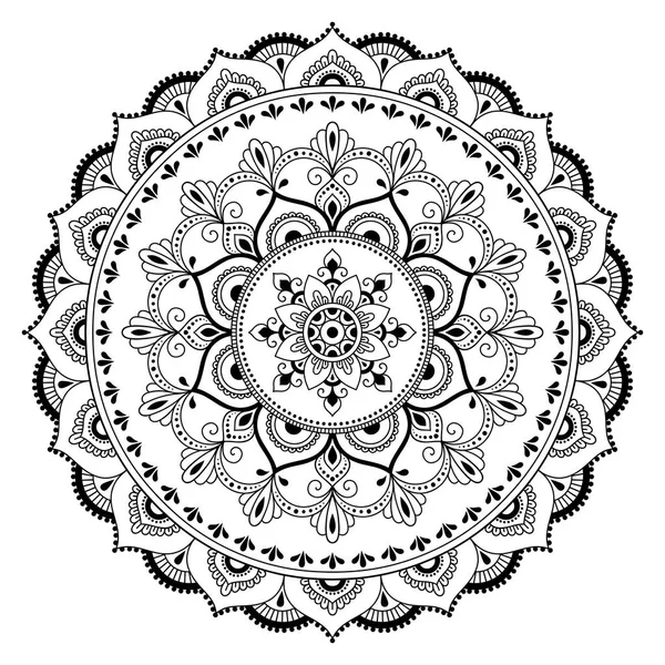 Padrão circular na forma de uma mandala. Henna tatoo mandala. Estilo Mehndi. Padrão decorativo em estilo oriental. Desenho de livro para colorir . —  Vetores de Stock