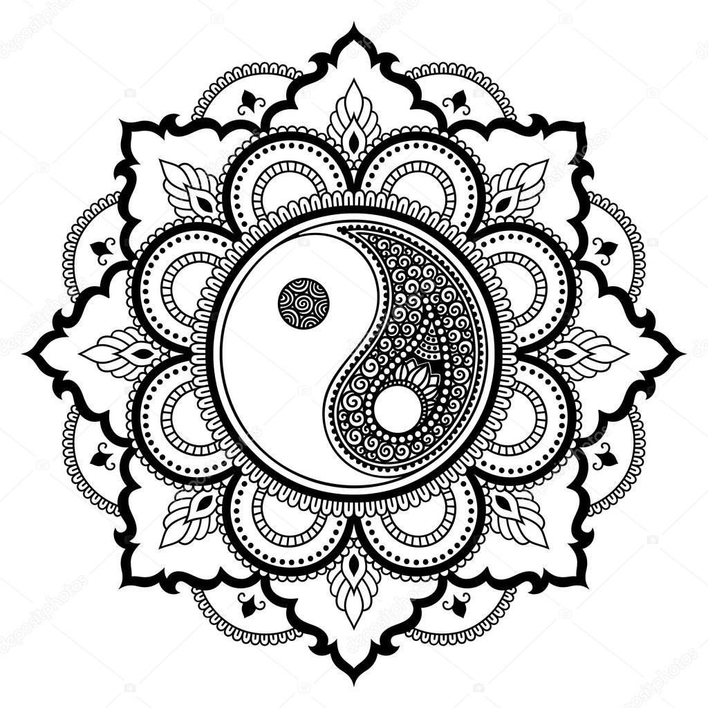 Download Circular pattern in the form of a mandala. Yin-yang ...