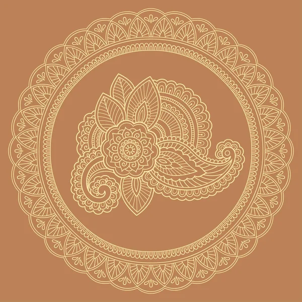 Padrão circular na forma de uma mandala. Henna tatoo mandala. Estilo Mehndi. Padrão decorativo em estilo oriental. Desenho de livro para colorir . — Vetor de Stock