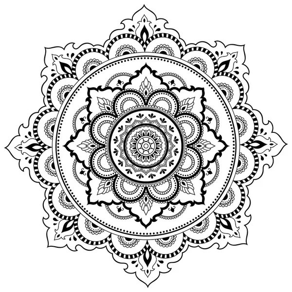 Kruhově v podobě mandala. Hena tatoo mandala. Mehndi styl. Dekorativní vzor v orientálním stylu. Knihy omalovánky. — Stockový vektor