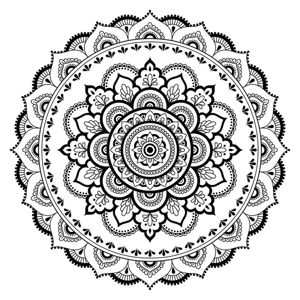 Circular pattern in the form of a mandala. Henna tatoo mandala. Mehndi style. Decorative pattern in oriental style. Coloring book page. — Stock Vector