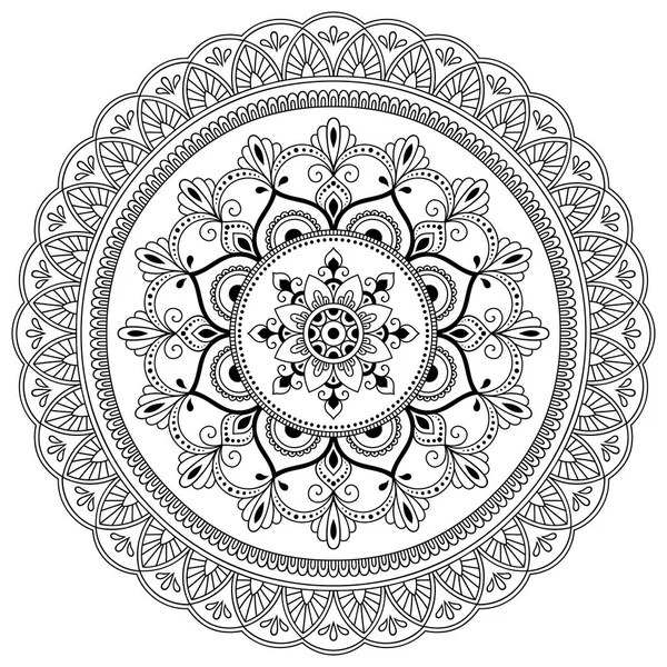 Circulaire patroon in de vorm van een mandala. Henna Tattoo mandala. Mehndi stijl. Decoratief patroon in oosterse stijl. Boek kleurplaat. — Stockvector