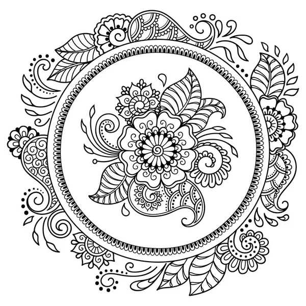 Padrão circular na forma de uma mandala. Henna tatoo mandala. Estilo Mehndi. Padrão decorativo em estilo oriental. Desenho de livro para colorir . — Vetor de Stock